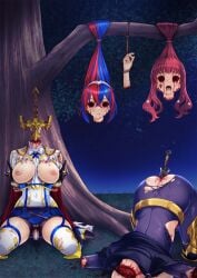 2girls alear_(fire_emblem) alear_(fire_emblem)_(female) ass ass_up bad_end blood_in_mouth blood_on_face blue_bodysuit blue_hair bodysuit bowtie breasts cape dagger death decapitated_head decapitation defeated defeated_heroine eye_socket face_markings female_death fire_emblem fire_emblem_engage fringe_hair gore guro hair_between_eyes hair_bun hair_pull hollow_eyes impalement large_breasts laying_on_breasts long_hair multiple_girls necrophilia night nintendo nipples not_a_chan object_in_ass object_insertion open_mouth outdoors red_hair severed_arm severed_body_part snuff suspension sword thighhighs thighs tiara torn_clothes tree two-tone_hair under_tree very_long_hair weapon yunaka_(fire_emblem)