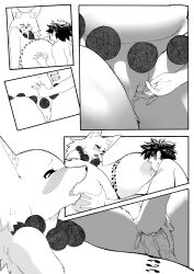 5_fingers anthro anthro_fingered areola bakki_(realius) big_breasts biped black_and_white blush blush_lines bodily_fluids breast_play breast_suck breasts canid canine comic curvy_figure drooling duo female female_anthro female_on_human female_penetrated finger_fuck fingering fingers fox genital_fluids genitals hand_on_breast hi_res huge_breasts human human_on_anthro inner_ear_fluff interspecies jewelry larger_anthro larger_female licking looking_pleasured male male/female male_on_anthro mammal monochrome navel necklace nipple_fetish nipple_lick nipple_play nipple_suck nipples nude open_mouth penetration realius saliva simple_background size_difference slightly_chubby smaller_human smaller_male sucking thick_thighs tongue tuft vaginal_fluids vaginal_penetration voluptuous vulva
