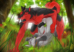 anal anal_sex auren canine cum cum_in_ass cum_inside demonhusky forest furry furry_only gay male nude penetration penis precum tree yuki-chi yurii