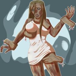 1girls disembodied_hands dubious_consent fallout fallout_(series) fallout_3 fallout_4 fallout_new_vegas ghoul ghoul_(fallout) grabbing grabbing_breasts grabbing_legs grope long_hair monster_girl mutant nervous nightmare_waifu non_con original original_artwork original_character thick_ass thick_thighs tight_clothing tight_dress wig wrist_grab