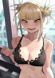 1girls big_breasts blonde_female blonde_hair blush breasts double_bun eye_contact happy himiko_toga looking_at_viewer my_hero_academia solo solo_female upper_body zd_(pixiv6210083)