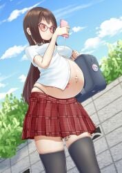 abortion_mark big_breasts breasts female kogairoku light-skinned_female pale-skinned_female pregnant pregnant_female pregnant_schoolgirl ready_to_pop school_uniform schoolgirl teenage_girl teenage_pregnancy