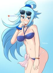 aqua_(konosuba) blue_eyes blue_hair breasts female female_only kono_subarashii_sekai_ni_shukufuku_wo! raydango solo tagme