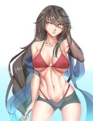 bikini bikini_bottom bikini_top breasts large_breasts short_shorts tales_of_(series) tales_of_berseria velvet_crowe wet