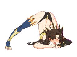 ass_up asymmetrical_legwear black_hair blush earrings fate/grand_order fate_(series) ishtar_(fate) jack-o_pose jackochallenge jewelry just_(eserin) long_hair red_eyes shiny shiny_skin single_thighhigh terebozu92