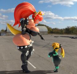 2girls 3d blender blonde_hair bowsette choker crossover crown earrings female female_only glowing_eyes high_heel_boots high_heels huge_breasts hyper hyper_breasts imp_midna latex mario_(series) midna multiple_girls new_super_mario_bros._u_deluxe nintendo red_bowsette red_eyes red_hair red_lipstick shocking_(artist) shortstack tagme the_legend_of_zelda thick_thighs twilight_princess