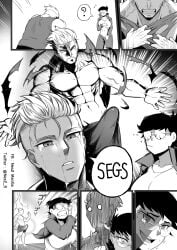 1boy 1boy1girl 1girls 2022 abs big_breasts boner breasts comic erect_penis erection erection_under_clothes female freckles glasses huge_breasts imminent_rape jane_(nesz) large_breasts male monochrome muscular muscular_male nesz original original_characters peter_(nesz) speech_bubble tears tomboy you_gonna_get_raped