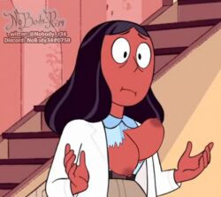 accurate_art_style breasts breasts_out dark-skinned_female dark_skin milf nobody_r34 nude_filter priyanka_maheswaran screencap screenshot screenshot_edit smooth_skin steven_universe