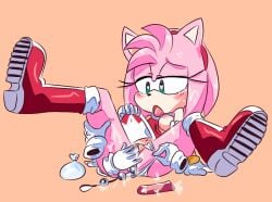 2017 amy_rose anal anal_beads anal_insertion anthro blush breasts clothed clothing disembodied_hands female finger_fuck fingering hair hearlesssoul hedgehog mammal nipples open_mouth panties_aside penetration pussy pussy_juice reclining sex_toy solo sonic_(series) sweat tears tongue tongue_out vaginal_penetration