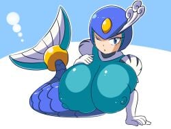 1girls huge_breasts mega_man mega_man(classic) mermaid robot_girl splash_woman sugaru tagme