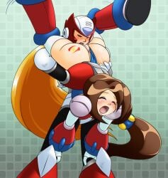 69 hyoumaru iris_(mega_man) mega_man mega_man_x standing_69 tagme zero_(mega_man)