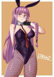 1girls braid breasts bunny_ears bunnysuit danganronpa fishnets gloves kirigiri_kyouko leotard light-skinned_female long_hair looking_at_another looking_at_viewer necktie playboy_bunny purple_eyes purple_hair radrick0 single_braid smooth_skin solo wide_hips