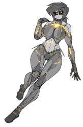 1girls big_breasts black_sclera breasts female female_only glowing kyurby_(zzzhodazzz) robot robot_humanoid robot_joints yellow_eyes zzzhodazzz