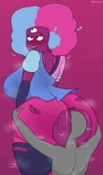 1girls anon big_ass big_breasts big_butt cartoon_network clothed clothing colored_hair face_in_ass garnet_(steven_universe) huge_ass huge_breasts pleasure_face ripped_clothing steven_universe thick_thighs trenchgazer voluptuous wide_hips