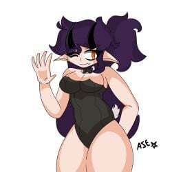 aze bunnysuit girl original_character purple_hair