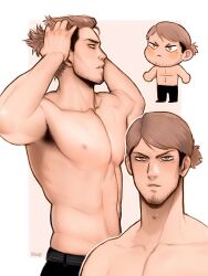 attack_on_titan bolloxxxz jean_kirstein male male_only muscles muscular muscular_male ponytail shirtless_male