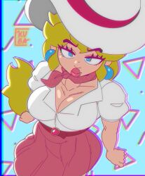 1girls 2022 big_breasts blonde_female blonde_hair breasts female huge_breasts kubasama_(artist) large_breasts mario_(series) nintendo princess princess_peach royalty super_mario_odyssey tagme