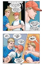 caucasian caucasian_male comic dialogue dilf english_text father_and_son handjobs_magazine jack_maguire josman josman_comics justin_maguire male male_only muscles muscular muscular_male punch punching teen_boy