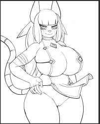 arkman big_breasts breasts female line_art solo thick_thighs