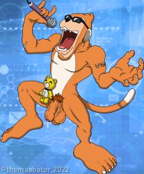 1boy anatomically_correct_teddy_bear anthro ape balls ballsack barefoot big_balls big_feet big_mouth big_penis body_fur cartoony digimon digimon_(species) dominant dominant_male dripping_precum ear_ring etemon flaccid_penis foreskin gay humanoid_genitalia humanoid_penis intact male male_focus male_only male_pubic_hair microphone monkey monkey_ears monkey_tail muscles nude_male partially_retracted_foreskin precum precum_drip pubes scars scrotum singing single_earring smooth_fur solo sunglasses teddy_bear testicles tongue uncut unretracted_foreskin veiny_balls veiny_penis veiny_testicles