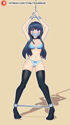 blush bondage bound_legs bound_wrists breasts danganronpa danganronpa:_trigger_happy_havoc danganronpa_1 female_only gag gagged large_breasts maizono_sayaka mouth_gag starlitewarrior straight_hair tape_gag thighhighs thighs underwear underwear_only