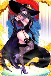 armpits breasts earrings gabriela_gogonea hat heels high_heels light-skinned_female light_skin long_hair looking_at_viewer megami_tensei persona persona_5 sae_niijima shadow_sae shadow_self_(persona) thighs voluptuous yellow_eyes