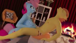 3d_(artwork) absurd_res animal_genitalia animal_penis anthro anthro_on_anthro big_breasts bodily_fluids breast_play breasts carrot_cake_(mlp) cum cumshot cup_cake_(mlp) digital_media_(artwork) ejaculation equid equine equine_penis female friendship_is_magic genital_fluids genitals hi_res husband_and_wife loveslove male male/female mammal married_couple my_little_pony nude paizuri penis sex titjob