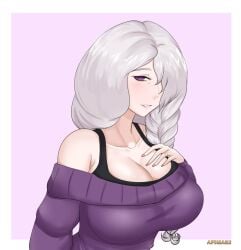 afimaki aged_up breasts cleavage danganronpa danganronpa_3 kimura_seiko large_breasts milf smooth_skin sweat tank_top