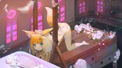 absurd_res animal_humanoid blonde_hair blue_eyes blush bodily_fluids canine canine_humanoid church death_imminent execution female flower fluffy fluffy_tail fox_humanoid guillotine hair hands_behind_back hi_res humanoid inner_ear_fluff inoue_aosora long_hair mammal mammal_humanoid martyr plant pupils rose_(flower) slit_pupils tuft virtual_youtuber vtuber wedding_garter wedding_veil xiaomu314