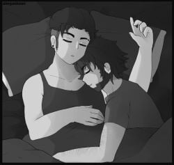 2boys ahegaokami bedroom fully_clothed gay homosexual king_(spicymothsteps) sleeping wholesome yaoi