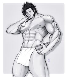 1boy black_and_white black_clover bolloxxxz fundoshi loincloth male male_only muscles muscular muscular_male uncolored yami_sukehiro