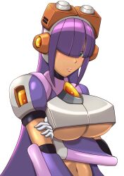 1girls big_breasts dark-skinned_female hair_covering_eye kotatuman_dash layer long_hair mega_man mega_man_x purple_hair robot_girl tagme underboob