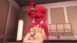 3d 3d_(artwork) anal anal_sex animal_genitalia animal_penis anthro ass ass_up beard bed bedroom bodily_fluids butt_grab camelid cum cum_in_ass cum_inside digital_media_(artwork) duo epic_games equine_penis facial_hair fortnite furniture gay genital_fluids genitals gunnar_(fortnite) hand_on_butt hands_on_hips heart hi_res human human_on_anthro interspecies llama lt._john_llama male male/male male_penetrated male_penetrating male_penetrating_male mammal muscular muscular_anthro muscular_male nude penetration penis sky_chaser smile source_filmmaker video_games