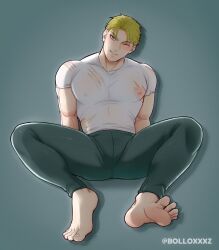 bolloxxxz bulge clothed feet loid_forger male male_only muscles muscular muscular_male ripped_clothing spy_x_family