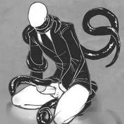 black_and_white cum gay male male_only masturbation monochrome on_knees slenderman tentacle