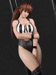 1girls 3d ass big_ass big_breasts breasts dead_or_alive gcb kasumi_(doa) kneehighs referee thick_thighs