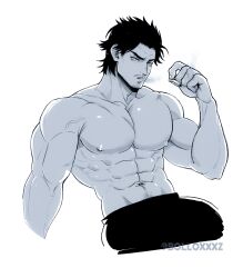 black_and_white black_clover black_cover bolloxxxz male male_only muscles muscular muscular_male uncolored yami_sukehiro