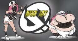 1girls belly_overhang big_belly big_breasts fat freckles freckles_on_face freckles_on_thighs gigantic_breasts holding_up_breasts huge_ass huge_belly huge_breasts middle_finger morbidly_obese nerd nerdification nintendo obese obese_female pants_down pokemon shortstack shortstackification skeletal_boy sweaty team_skull team_skull_grunt thick_thighs transformation uglification weight_gain weight_gain_female wobbling_breasts xanderdwulfe