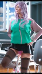 1girls 2022 3d apocalust black_skirt blonde_female chloe_(psychodelusional) clothed clothing depth_of_field female female_only gray_hair grey_hair original_character panties psychodelusional purple_panties skirt slushe_(website) solo solo_female standing upskirt white_hair