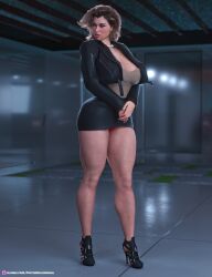 1girls 2020 3d apocalust blonde_hair clothed clothing depth_of_field earrings evelyn_(psychodelusional) female female_only high_heels indoors large_breasts mature mature_female milf necklace original_character panties psychodelusional skirt slushe_(website) solo solo_female standing