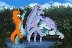 anthro anthro_on_feral anthro_penetrating anthro_penetrating_feral anus bodily_fluids camera canid canine clothing collar cum cum_from_mouth cum_from_vagina cum_in_mouth cum_in_vagina cum_inside cum_string digital_media_(artwork) disney dragon erection feet fellatio female female_feral female_penetrated feral feral_penetrated fishnet_clothing fishnet_legwear fox fur genital_fluids genitals group group_sex hair hi_res holding_both_legs holding_horn horn legwear male male/female male_anthro male_on_feral male_penetrating male_penetrating_female mammal membrane_(anatomy) membranous_wings mythological_creature mythological_scalie mythology nude open_mouth oral oral_penetration outdoor_nudity partially_submerged pawpads paws penetration penile penile_penetration penis penis_in_vagina plant raya_and_the_last_dragon recording scalie sex sisu_(ratld) smile spitroast standing tail threesome toes trio vaginal_penetration vulva wings zafara_(artist) zoophilia