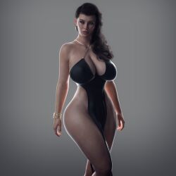 1girls 2021 3d apocalust ava_(psychodelusional) beauty_mark big_ass black_dress brown_hair cleavage clothed clothing dress earrings female female_only front_view gradient_background huge_breasts light-skinned_female long_hair looking_at_viewer mature mature_female milf no_panties nopan original_character pelvic_curtain psychodelusional slushe_(website) solo solo_female standing thick_thighs wide_hips