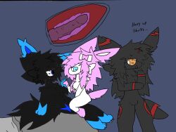 1boy 2girls color cowgirl_position dialogue looking_at_each_other looking_pleasured pokemon pokemon_(species) self_upload sensakai shadowfox sylveon umbreon waiting_for_turn x-ray