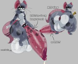 accessory anthro anus ass balls big_balls big_butt big_penis cock_ring collar english_text genitals grey_body huge_balls huge_butt huge_cock hyper hyper_balls hyper_butt hyper_genitalia hyper_penis jewelry male mammal model_sheet murid murine penis penis_accessory penis_jewelry rat rear_view rodent rutfer_j._randtex solo spiked_collar spikes tail text wannapossums whiskers