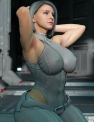 1girls 3d absurd_res armpits big_breasts blue_eyes breasts clothed clothed_female curvaceous female female_only fully_clothed marvel marvel_comics nipples nipples_visible_through_clothing rude_frog silver_hair silver_sable silver_sable_(insomniac) silver_sablinova solo solo_female solo_focus spider-man_(insomniac) spider-man_(ps4)