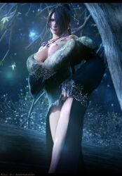 1girls 3d black_hair black_pubic_hair blender breasts_out clothed clothing esqut fanart female female_only final_fantasy final_fantasy_x forest lulu_(final_fantasy) no_panties nopan outdoor outdoors outside pubic_hair short_hair solo solo_female standing