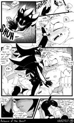 3:5 abs absurd_res anthro ass balls big_balls big_penis black_and_white blush blush_lines bodily_fluids chest_tuft comic dialogue domination/submission domination_loss dripping duo ear_blush ear_grab ear_rub english_text eulipotyphlan fangs fluffy fluffy_chest gay gay_male genital_fluids genitals hedgehog hi_res huge_cock humping krazyelf male male/male mammal moan monochrome muscular muscular_anthro muscular_male nipples onomatopoeia penile_spines penis penis_on_chest precum precum_drip quills_(anatomy) sega sex shadow_the_hedgehog sharp_teeth small_butt sonadow sonic_(series) sonic_the_hedgehog_(series) sonic_the_werehog sonic_unleashed sound_effects speech_bubble sweat teasing teeth text thigh_sex tuft vein veiny_penis werecreature wereeulipotyphlan werehog whispering_in_ear yaoi