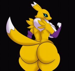 1girls animated anthro armwarmer armwear ass ass_focus bad_anatomy bandai_namco big_ass black_background black_sclera blue_eyes bouncing_ass bubble_butt countershade_torso countershading digimon digimon_(species) digimon_tamers dipstick_ears dipstick_tail dithering dumbwolfperson eyelashes female female_only fox fox_girl furry gif gluteal_fold hourglass_figure looking_back loop marking_below_eyes markings motion_blur neck_tuft renamon shaking_ass shoulder_spikes solo swaying tail thick_thighs two-tone_fur white_fur yellow_fur