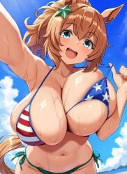 :d alternate_breast_size_(larger) alternate_costume american_flag american_flag_bikini american_flag_print animal_ears aqua_eyes arm_up armpits asanagi_shion bare_arms bare_shoulders beach bikini blue_sky blurry blush boobs boobs_close-up boobs_close_up boobs_closeup boobs_focus breasts breasts_close-up breasts_close_up breasts_closeup breasts_focus brown_hair cleavage clenched_hand close-up close_up close_up_breasts close_up_face close_up_view closeup closeup_view clothes_lift cloud commentary_request depth_of_field face_close-up face_close_up face_closeup face_focus female flag_print flag_print_bikini green_bikini groin hair_between_eyes hair_ornament halterneck hand_up highres horse_ears horse_girl horse_tail huge_breasts leaning_forward lifting_own_clothes looking_at_viewer medium_hair mountainous_horizon navel outdoors outstretched_arm paid_reward_available ponytail print_bikini raised_eyebrows shiny_skin side-tie_bikini_bottom sideboob sidelocks skindentation sky smile solo star_(symbol) star_hair_ornament star_print stomach string_bikini sunlight swimsuit taiki_shuttle_(umamusume) tail teeth thumbs_up tongue umamusume unaligned_breasts underboob upper_teeth_only wet