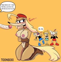 angry angry_face anthro areola ass big_breasts big_penis breasts busty cum cuphead cuphead:_the_delicious_last_course cuphead_(game) dialogue ejaculation female footwear funny_background_event furry handwear headwear humanoid long_penis male ms._chalice mugman nipples penis pilot_saluki_(cuphead) pussy shy toonsxxx